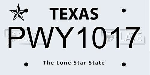 PWY1017 Texas License Plate