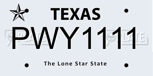 PWY1111 Texas License Plate