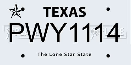 PWY1114 Texas License Plate