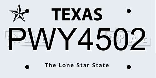 PWY4502 Texas License Plate