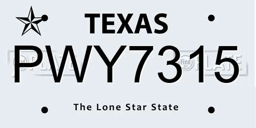 PWY7315 Texas License Plate