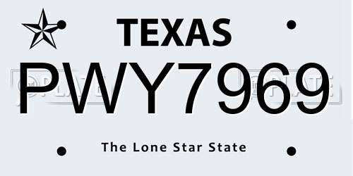 PWY7969 Texas License Plate