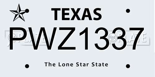 PWZ1337 Texas License Plate