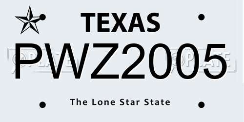 PWZ2005 Texas License Plate