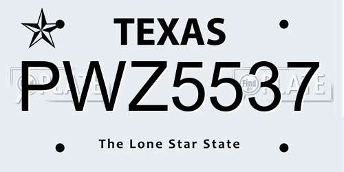 PWZ5537 Texas License Plate
