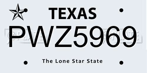 PWZ5969 Texas License Plate