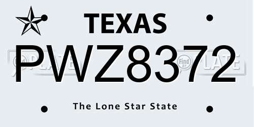 PWZ8372 Texas License Plate