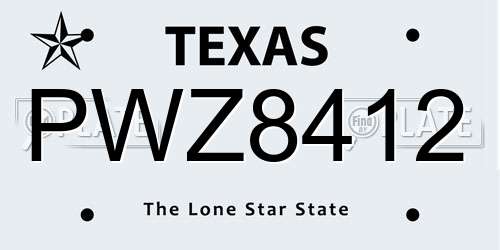 PWZ8412 Texas License Plate