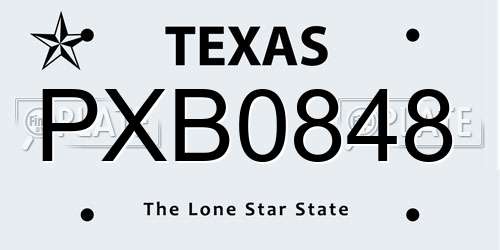 PXB0848 Texas License Plate