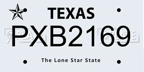 PXB2169 Texas License Plate