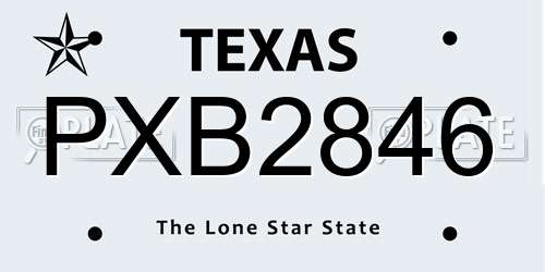 PXB2846 Texas License Plate