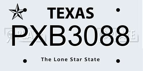 PXB3088 Texas License Plate