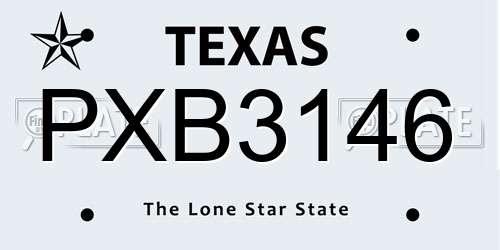PXB3146 Texas License Plate