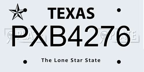 PXB4276 Texas License Plate