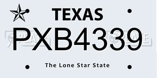 PXB4339 Texas License Plate