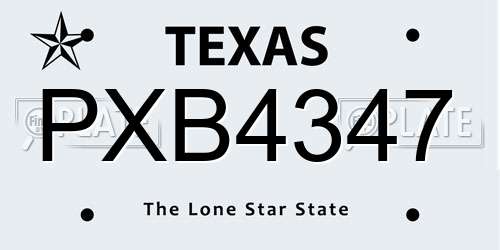 PXB4347 Texas License Plate