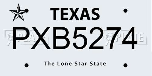 PXB5274 Texas License Plate