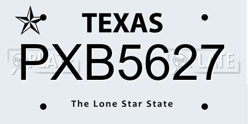 PXB5627 Texas License Plate