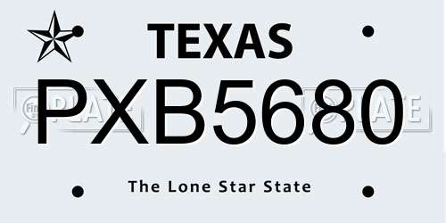 PXB5680 Texas License Plate