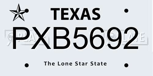 PXB5692 Texas License Plate