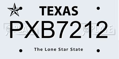 PXB7212 Texas License Plate