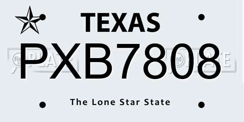 PXB7808 Texas License Plate