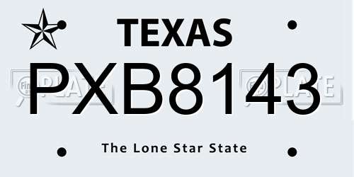 PXB8143 Texas License Plate