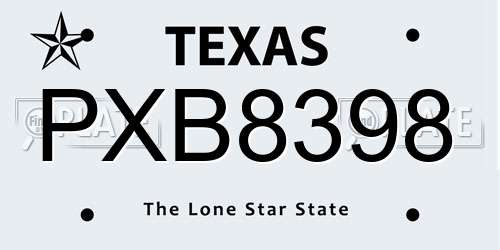 PXB8398 Texas License Plate