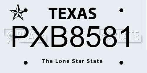 PXB8581 Texas License Plate