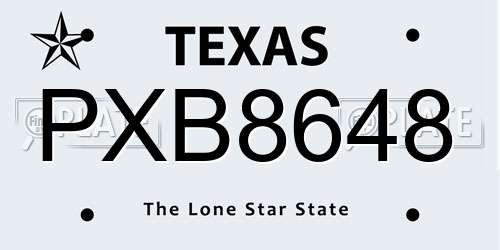 PXB8648 Texas License Plate