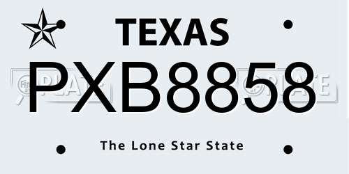 PXB8858 Texas License Plate