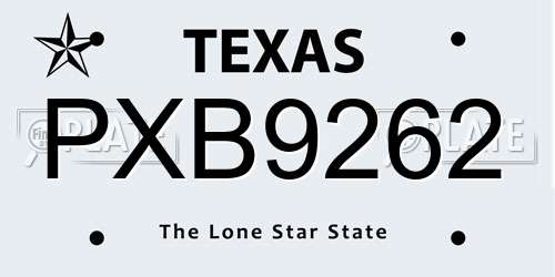 PXB9262 Texas License Plate