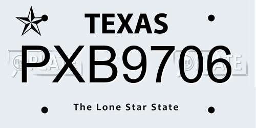 PXB9706 Texas License Plate