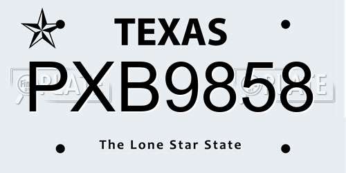 PXB9858 Texas License Plate