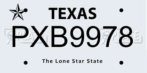 PXB9978 Texas License Plate