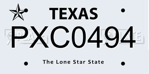 PXC0494 Texas License Plate