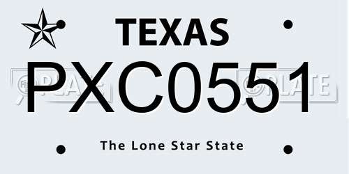 PXC0551 Texas License Plate