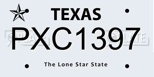 PXC1397 Texas License Plate