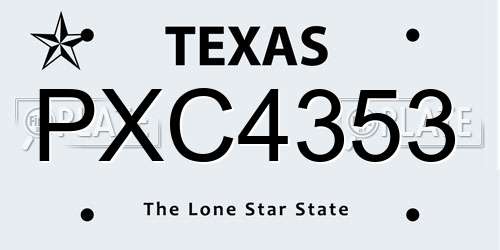 PXC4353 Texas License Plate
