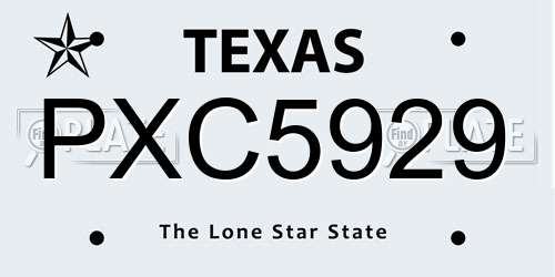 PXC5929 Texas License Plate