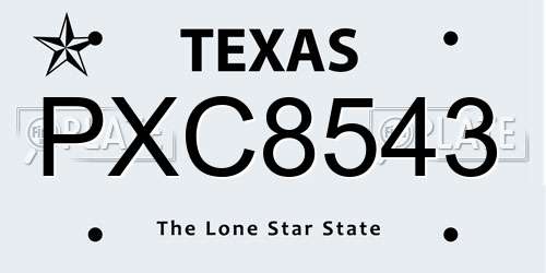 PXC8543 Texas License Plate