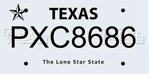 PXC8686 Texas License Plate