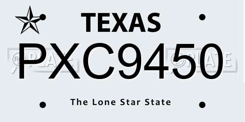 PXC9450 Texas License Plate