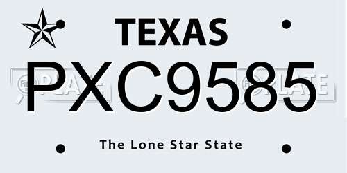 PXC9585 Texas License Plate