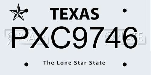 PXC9746 Texas License Plate