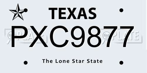 PXC9877 Texas License Plate