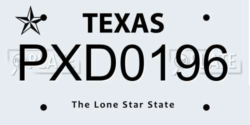 PXD0196 Texas License Plate