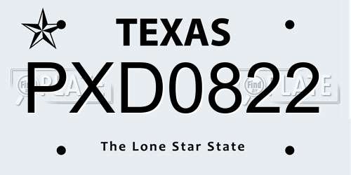 PXD0822 Texas License Plate