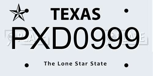 PXD0999 Texas License Plate