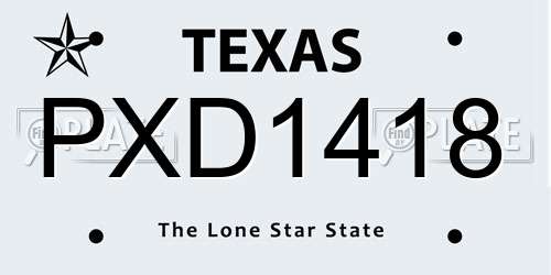 PXD1418 Texas License Plate